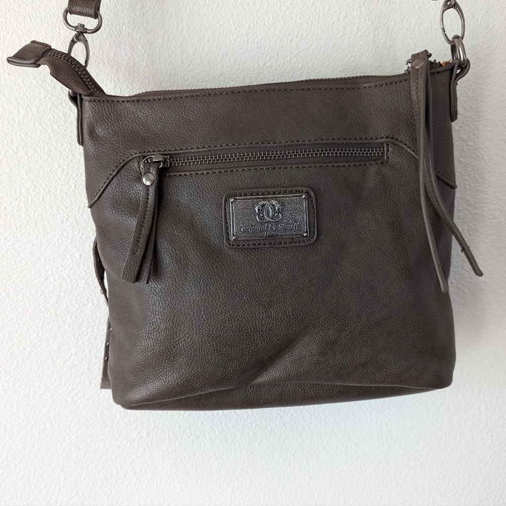 Sharif Gray Western Fringe Studded Over Shoulder Crossbody Bag Western Purse - Picture 3 of 10